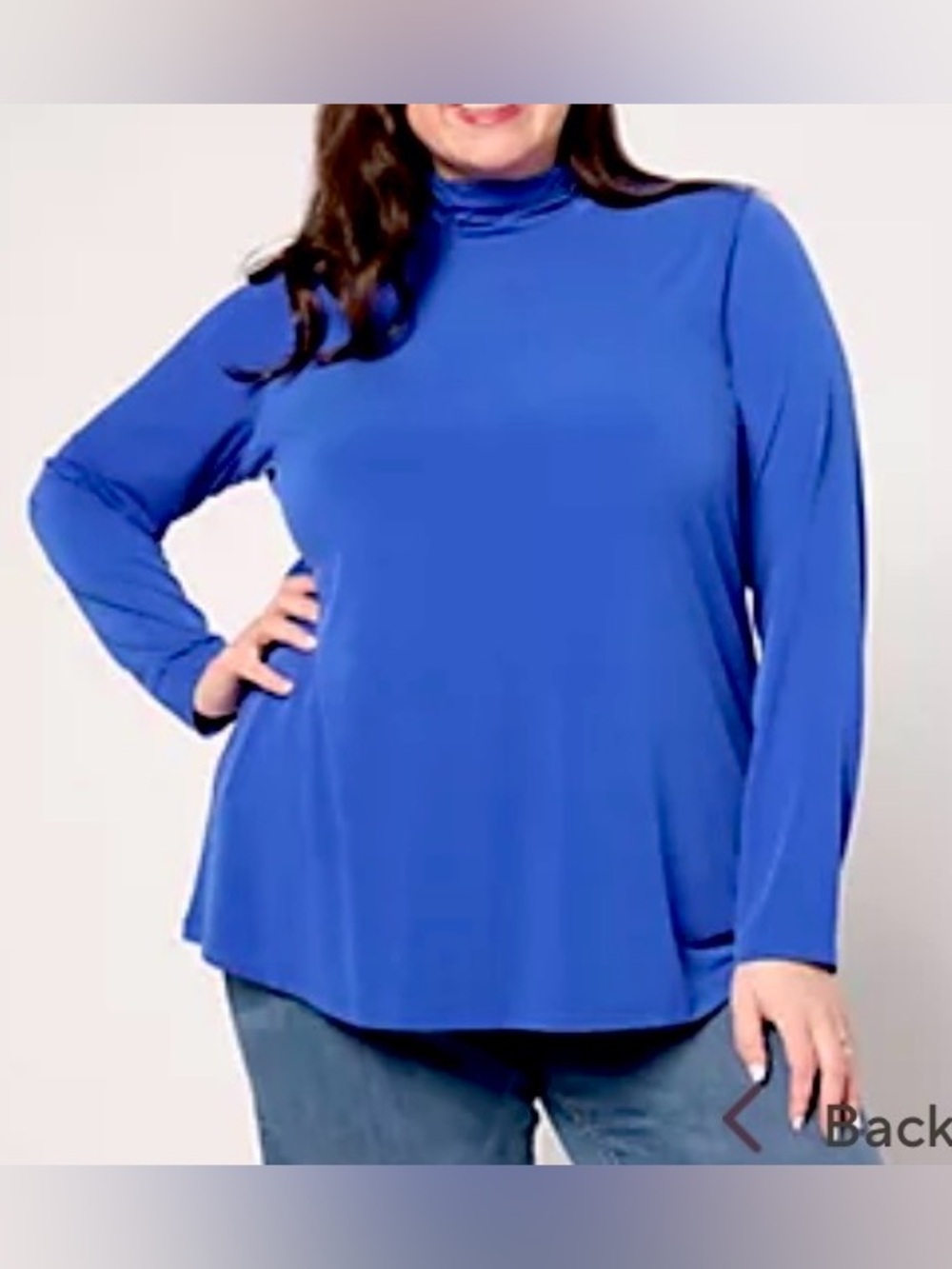 New Susan Graver Modern Essentials Cobalt Blue Liquid Knit A-Line Tunic 5XL